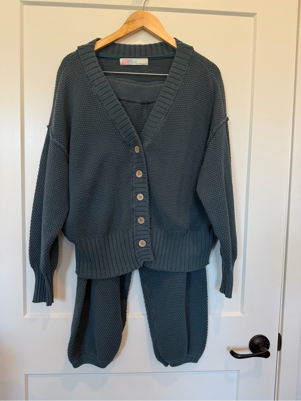 Free People Beach Hailee Cardi Set Teal Boho Loungewear size M